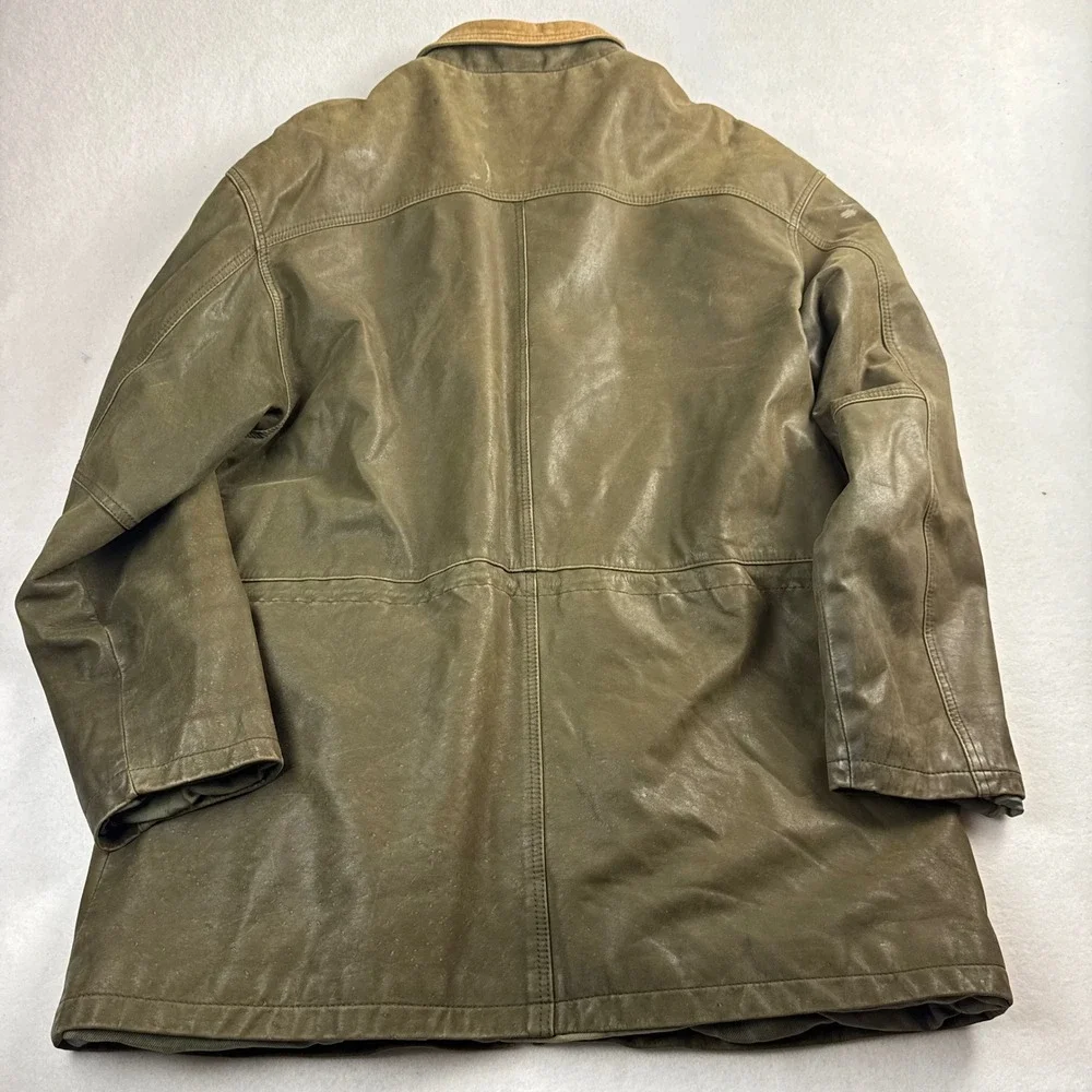 Collezione Concepts‎ Vintage Mens Leather Parka Jacket Olive Green Toggle Size M
